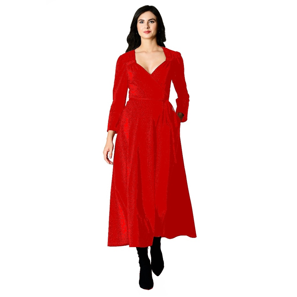 retro red wrap maxi dress size small medium 6 nwot